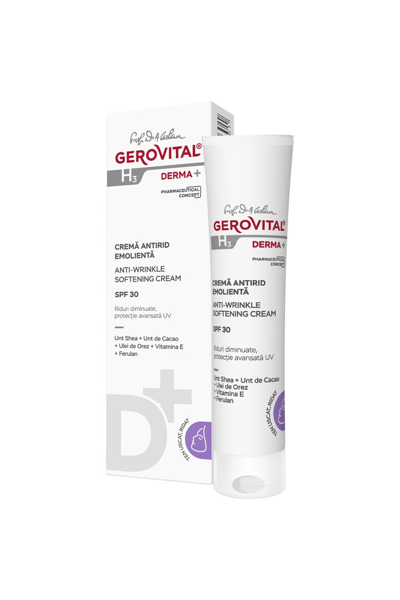 Gerovital Crema antirid emolienta H3 Derma+ cu SPF30 30 ml - Pled.ro