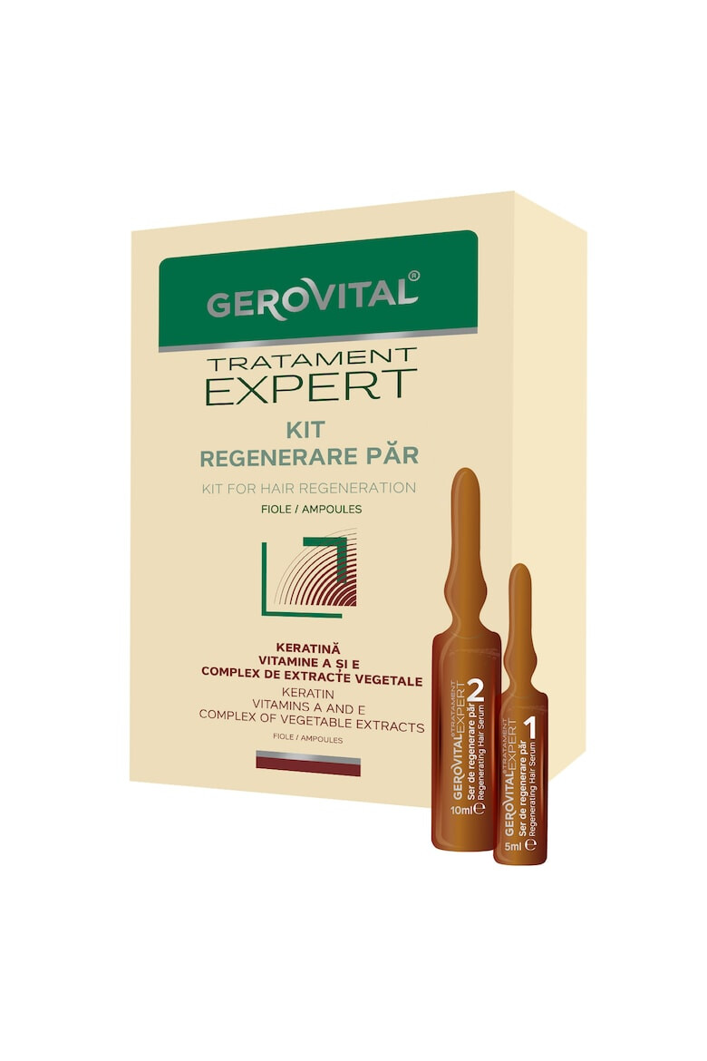 Gerovital Kit regenerare par Tratament Expert fiole 10 buc x 5 ml + 10 buc x 10 ml - Pled.ro