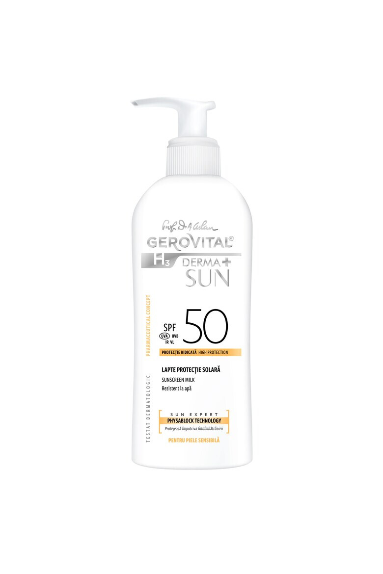 Gerovital Lapte pentru protectie solara H3 Derma+ Sun cu SPF50 150 ml - Pled.ro