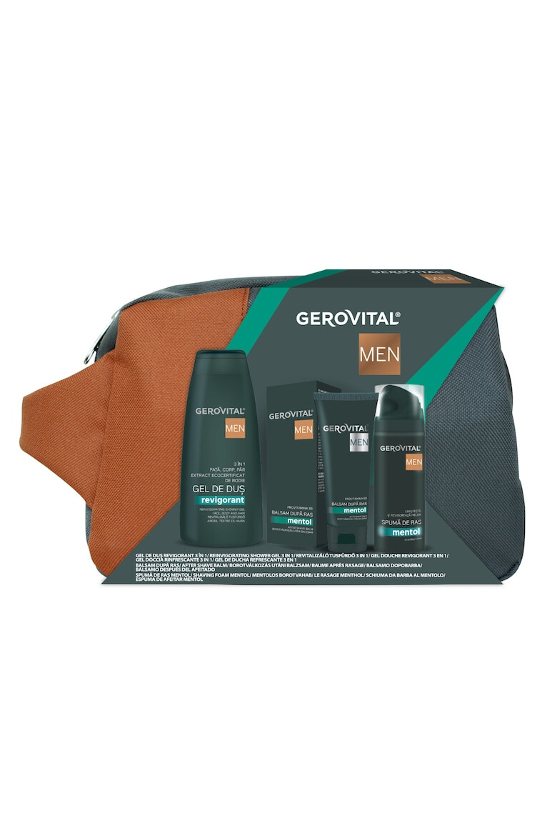 Gerovital Pachet cadou Men: Balsam dupa ras 100 ml + Spuma de ras 200 ml + Gel de dus 400 ml + borseta - Pled.ro