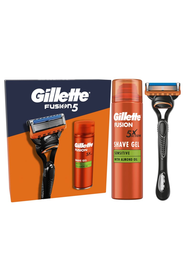 Gillette Set cadou Fusion5: Aparat de ras + Gel de ras Fusion Ultra Sensitive 200 ml - Pled.ro