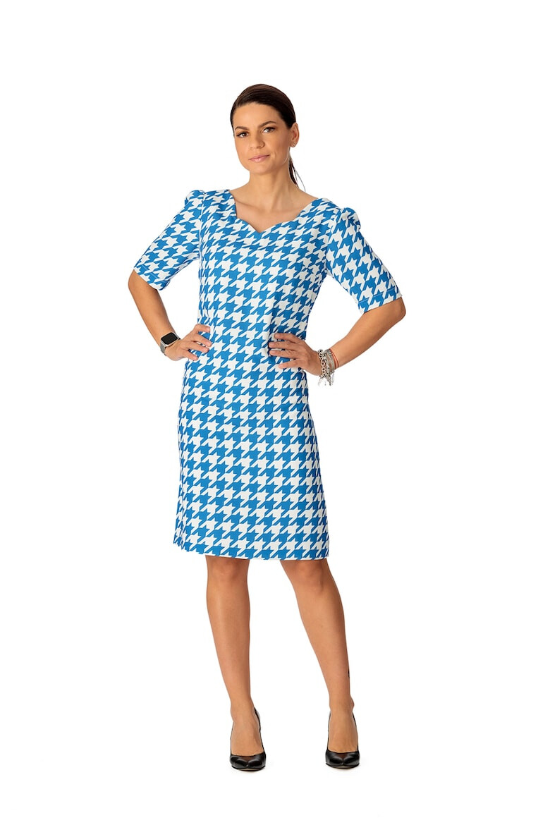 GIORGAL Rochie cu model houndstooth Love - Pled.ro