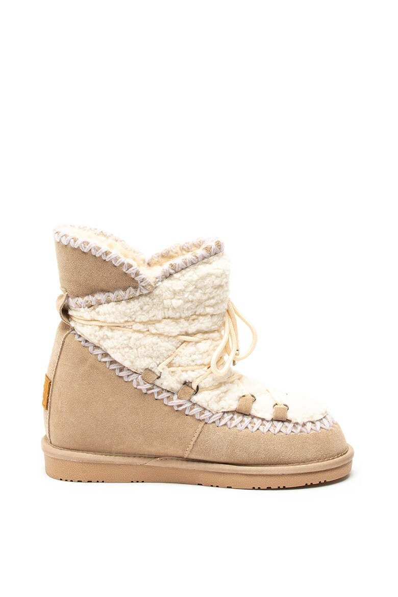 Gioseppo Ghete de piele intoarsa si blana shearling sintetica cu talpa wedge ascunsa - Pled.ro