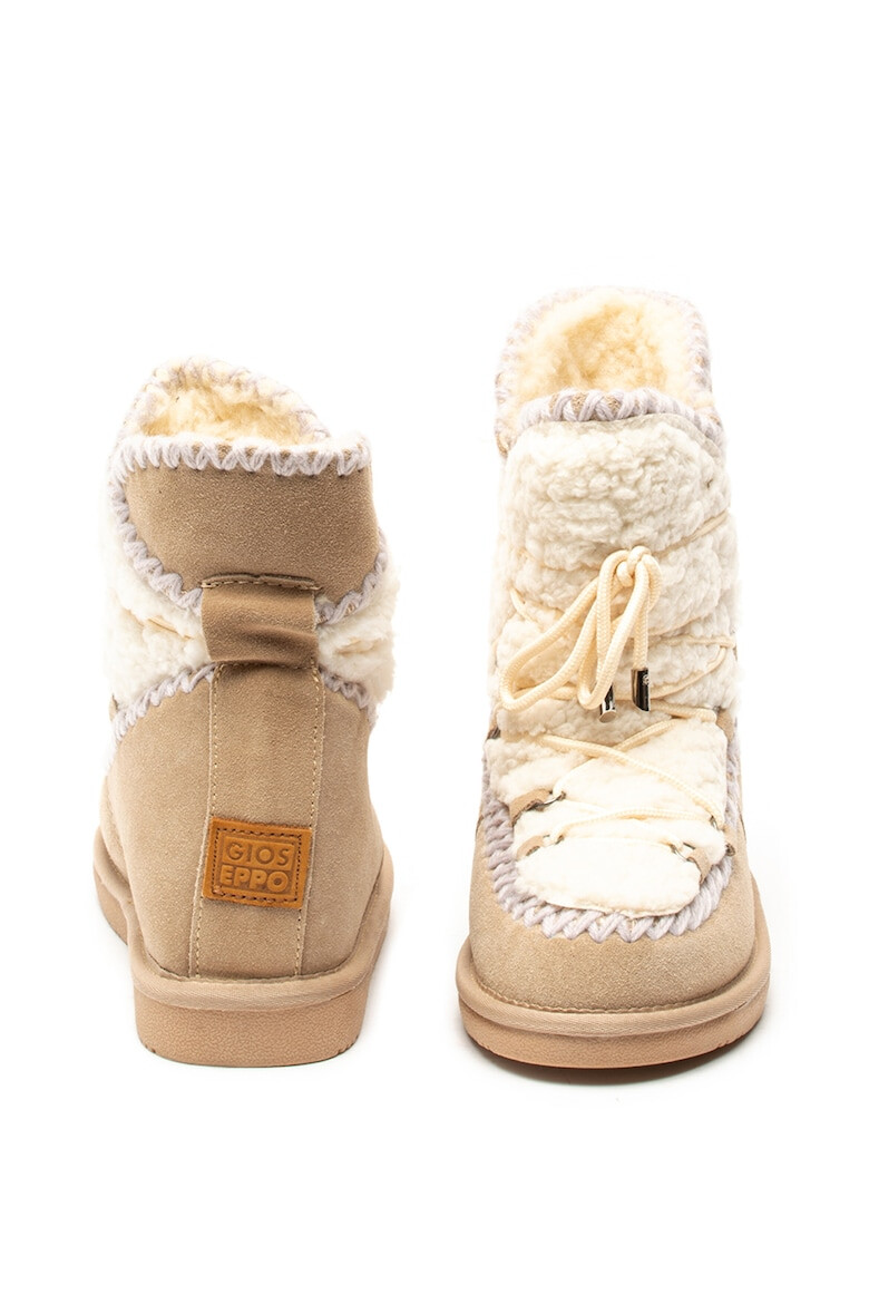 Gioseppo Ghete de piele intoarsa si blana shearling sintetica cu talpa wedge ascunsa - Pled.ro