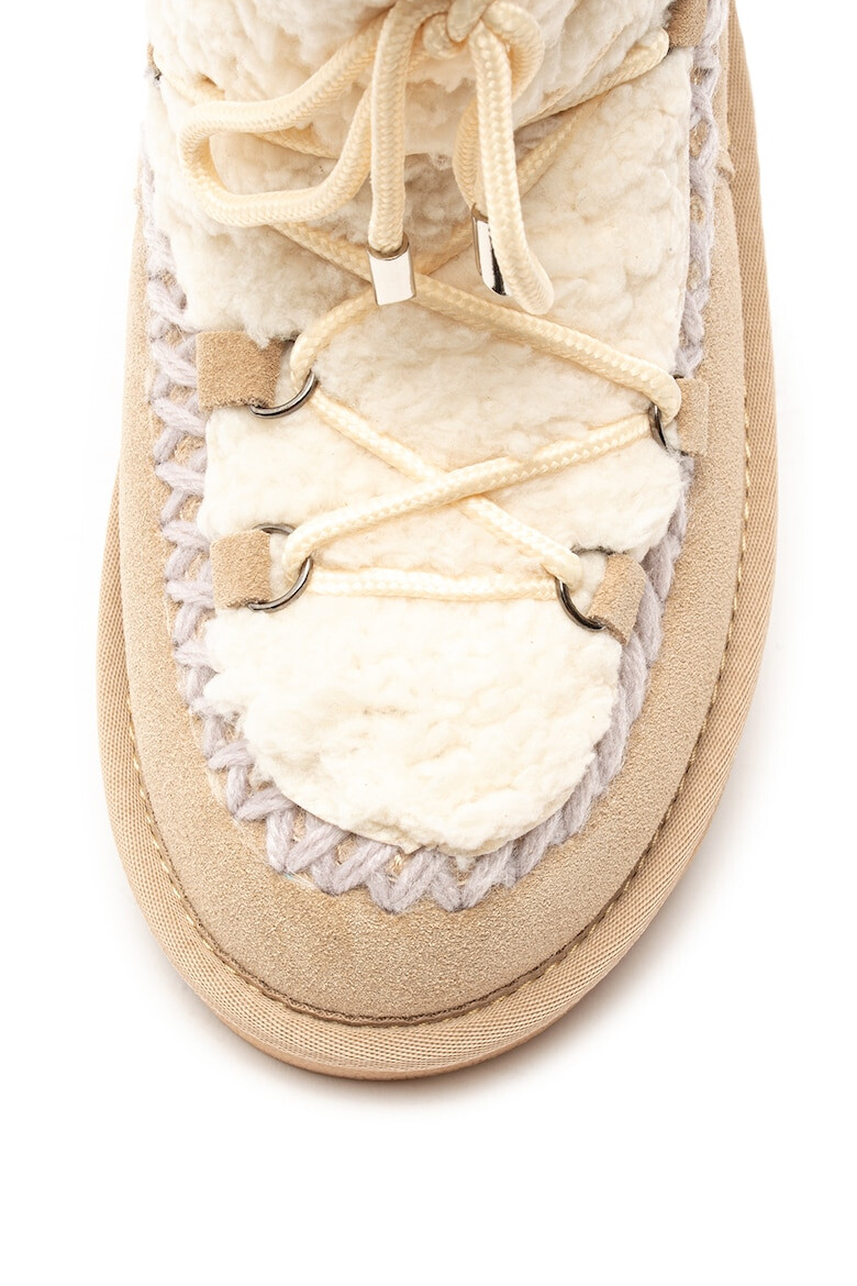 Gioseppo Ghete de piele intoarsa si blana shearling sintetica cu talpa wedge ascunsa - Pled.ro