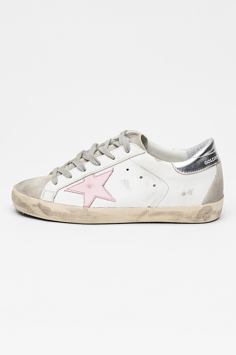 GOLDEN GOOSE Pantofi sport de piele si piele intoarsa cu aspect uzat Super-Star - Pled.ro