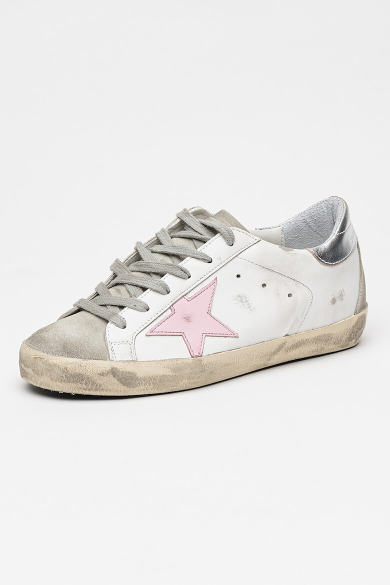 GOLDEN GOOSE Pantofi sport de piele si piele intoarsa cu aspect uzat Super-Star - Pled.ro