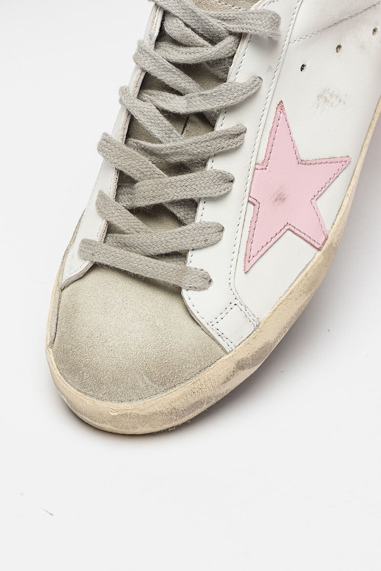 GOLDEN GOOSE Pantofi sport de piele si piele intoarsa cu aspect uzat Super-Star - Pled.ro