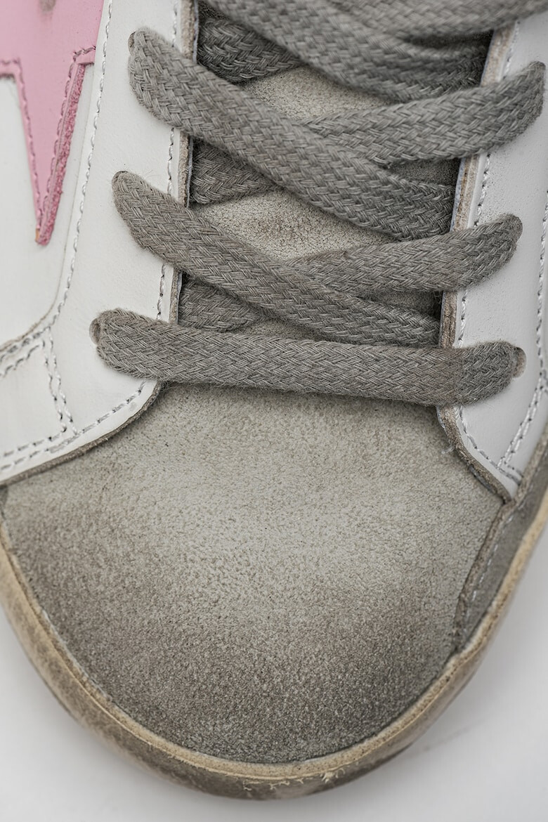 GOLDEN GOOSE Pantofi sport de piele si piele intoarsa cu aspect uzat Super-Star - Pled.ro