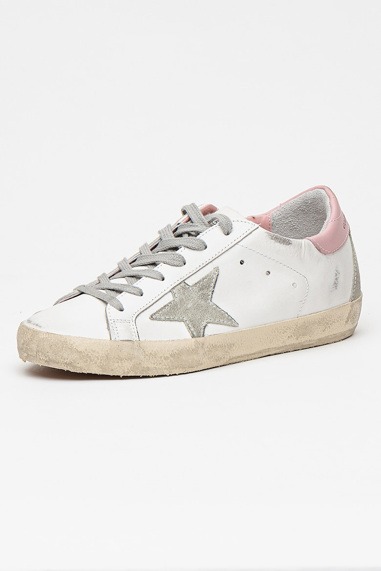 GOLDEN GOOSE Pantofi sport de piele si piele intoarsa cu aspect uzat Super-Star - Pled.ro