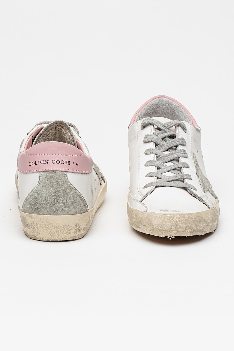 GOLDEN GOOSE Pantofi sport de piele si piele intoarsa cu aspect uzat Super-Star - Pled.ro