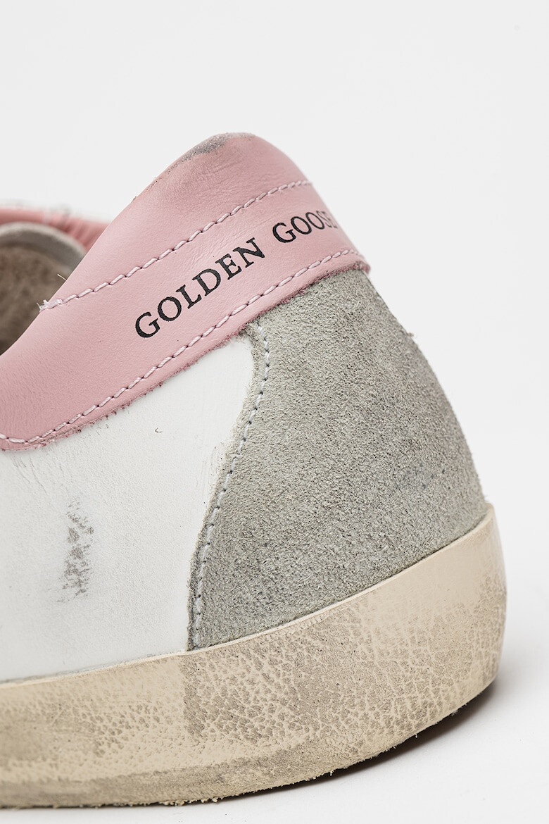 GOLDEN GOOSE Pantofi sport de piele si piele intoarsa cu aspect uzat Super-Star - Pled.ro