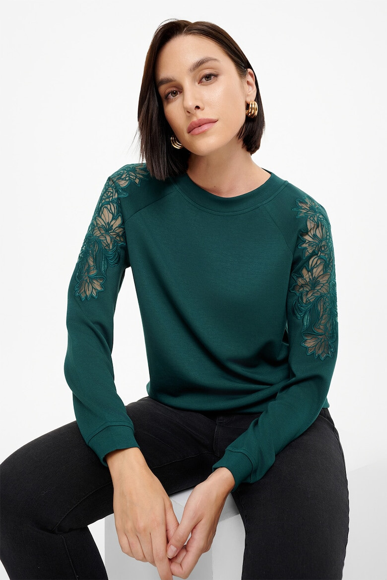 GreenPoint Bluza de trening cu broderii si maneci raglan - Pled.ro