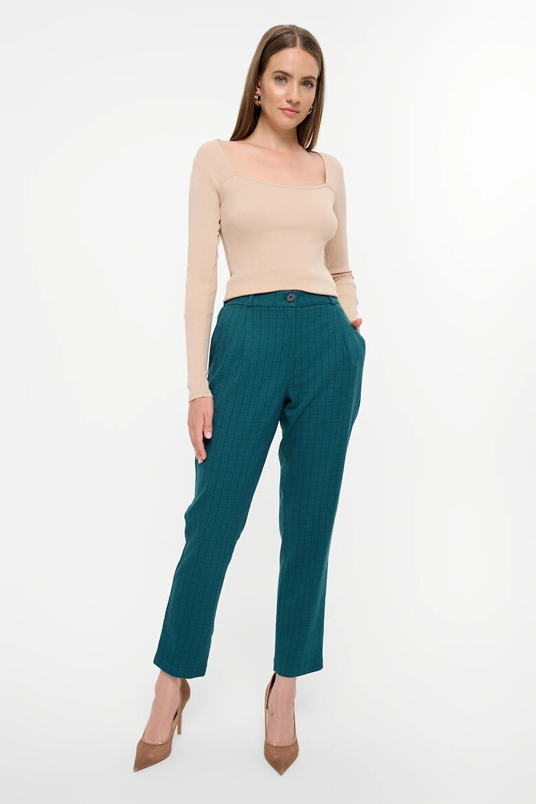 GreenPoint Pantaloni crop chino cu model in carouri - Pled.ro