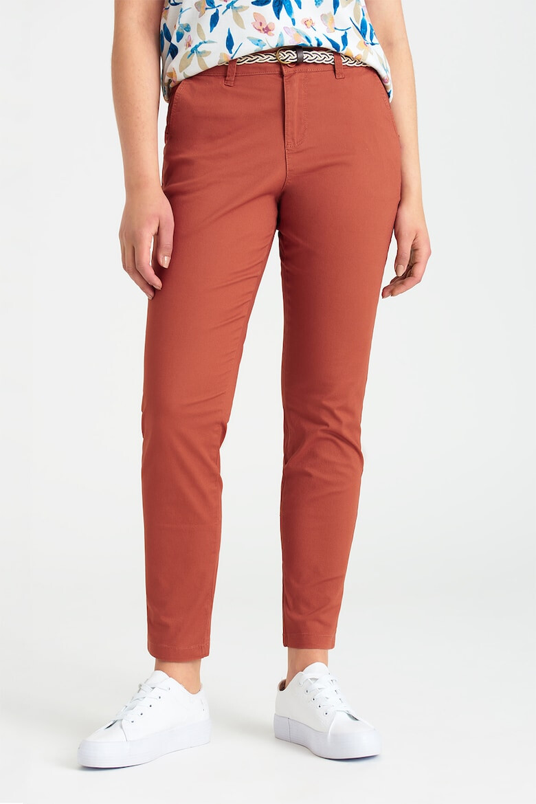 GreenPoint Pantaloni crop cu o curea impletita - Pled.ro