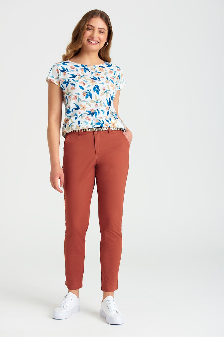 GreenPoint Pantaloni crop cu o curea impletita - Pled.ro