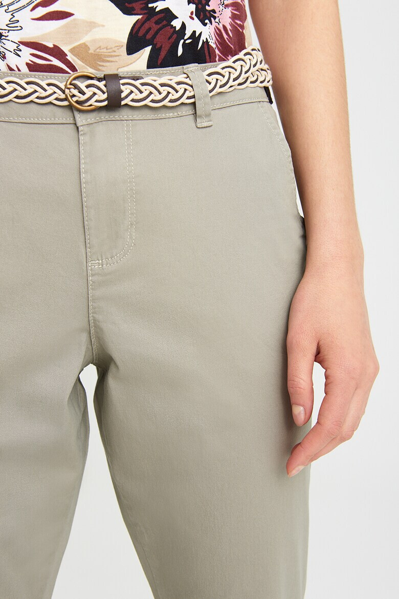 GreenPoint Pantaloni crop cu o curea impletita - Pled.ro