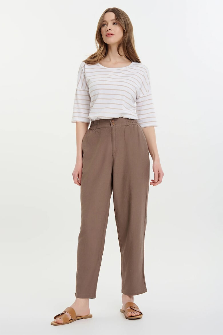 GreenPoint Pantaloni crop din amestec de in - Pled.ro