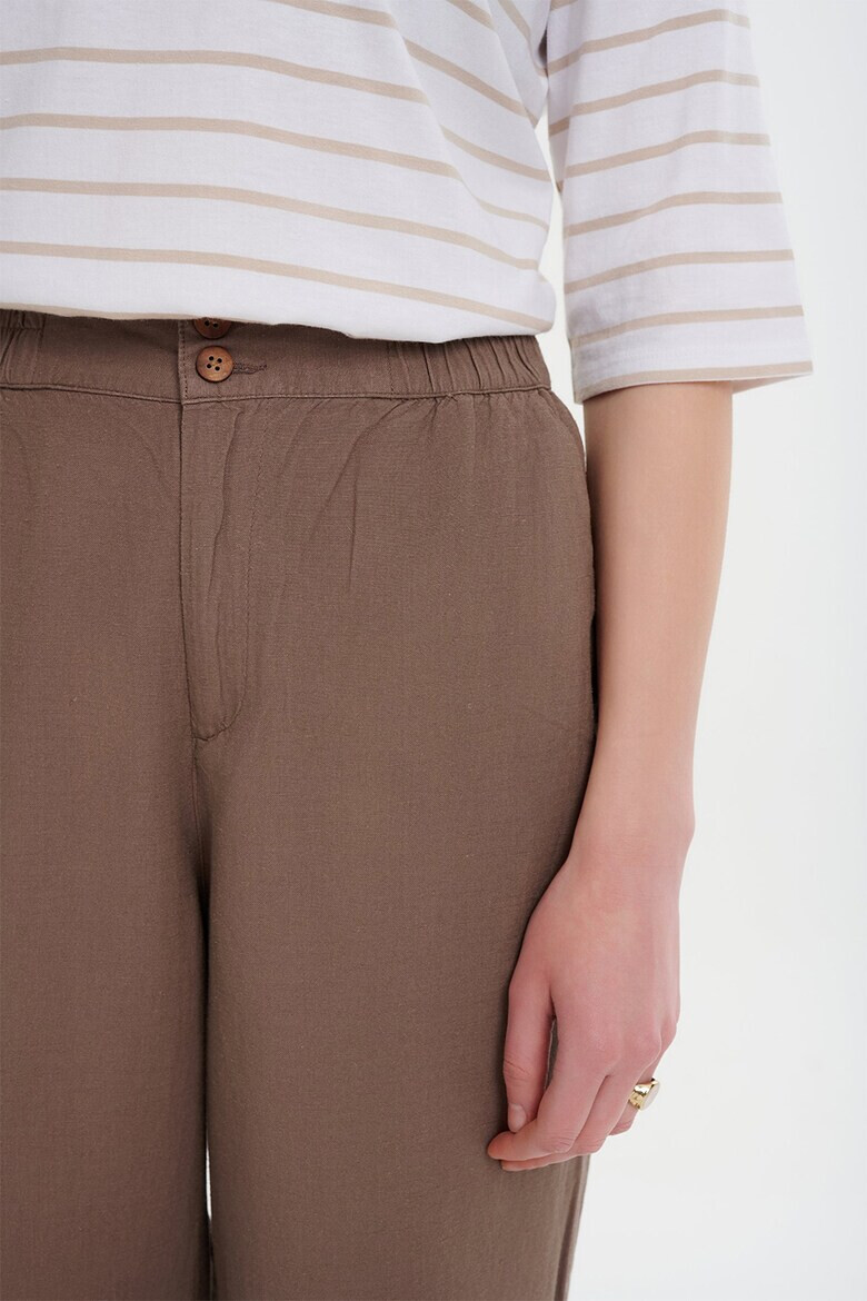 GreenPoint Pantaloni crop din amestec de in - Pled.ro