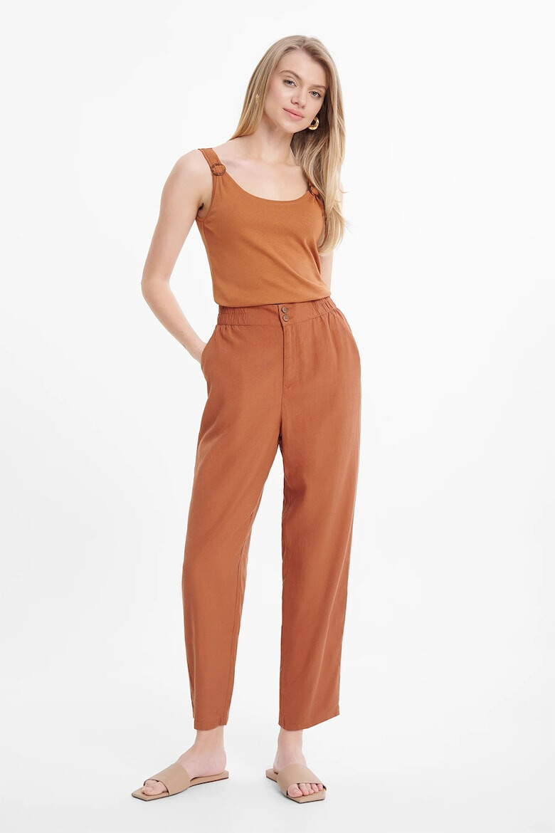 GreenPoint Pantaloni crop din amestec de in - Pled.ro