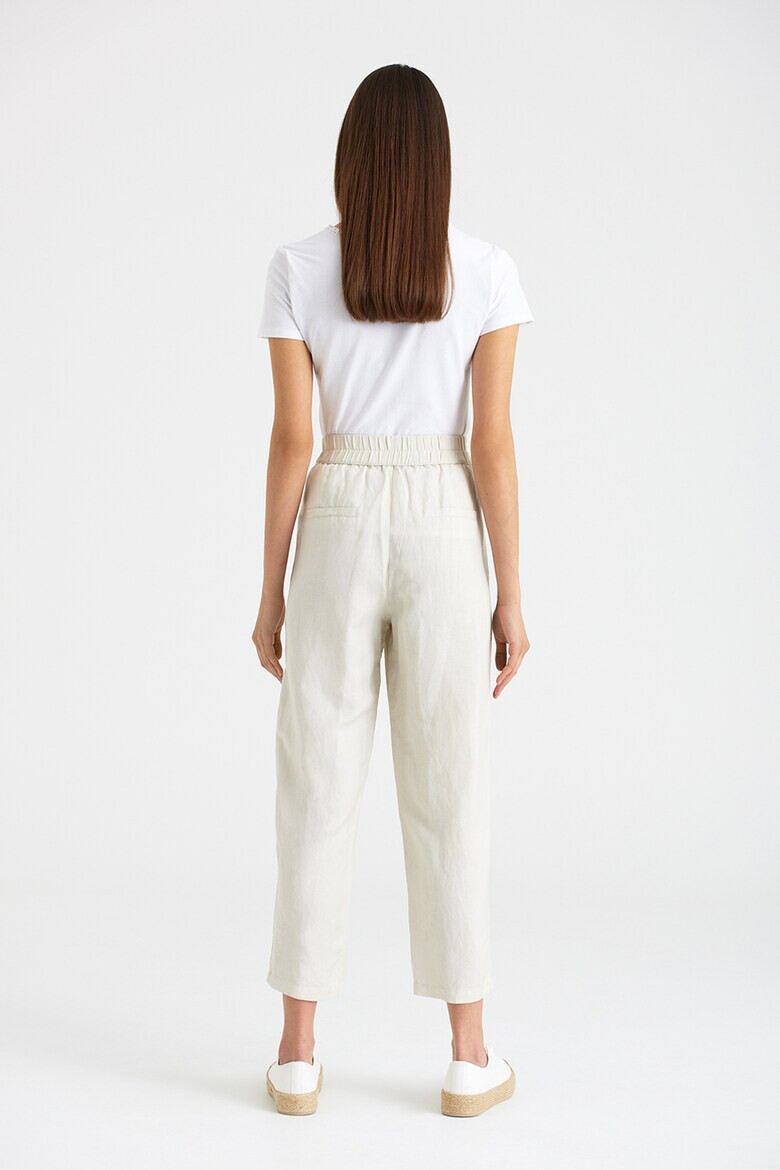 GreenPoint Pantaloni crop din amestec de in cu banda elastica in talie - Pled.ro