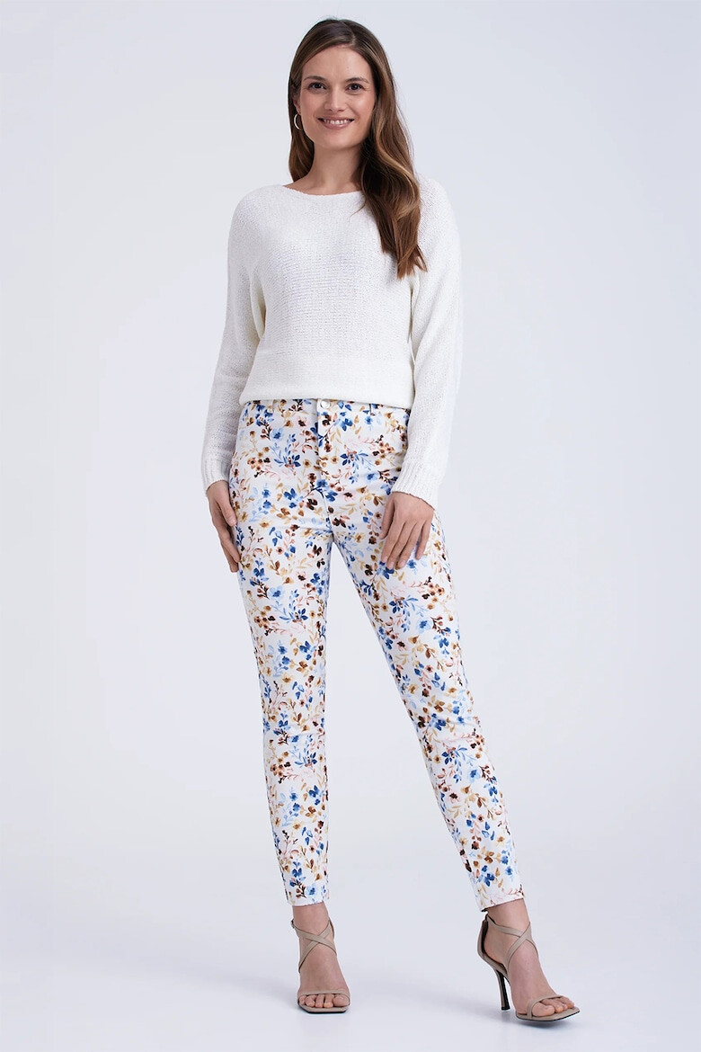 GreenPoint Pantaloni skinny cu imprimeu floral - Pled.ro