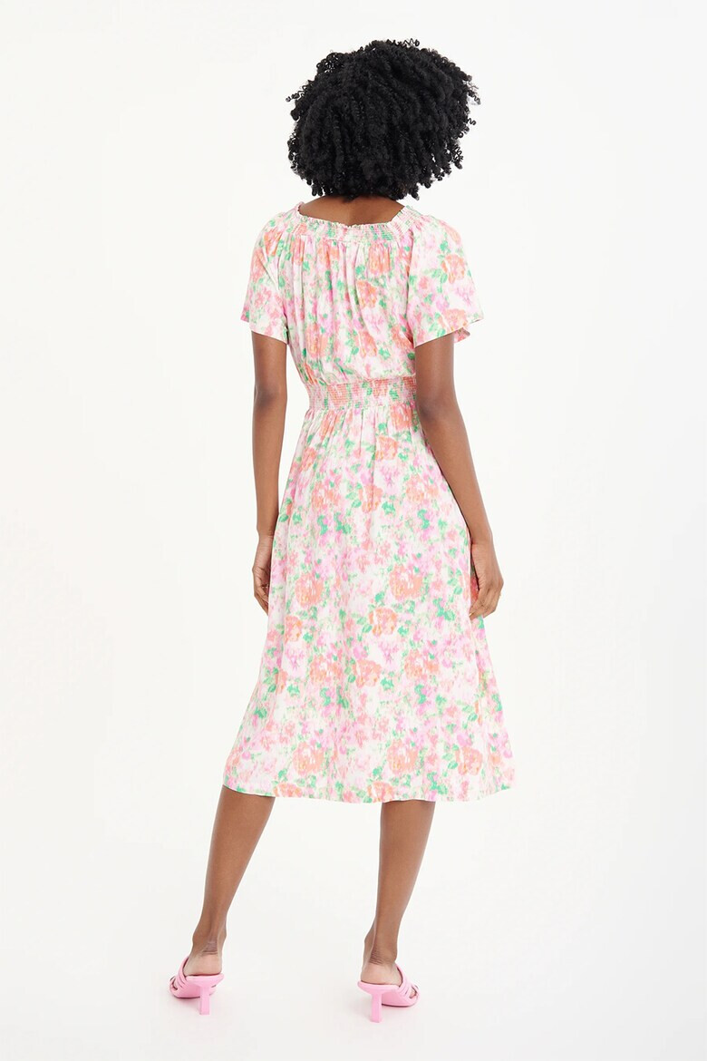 GreenPoint Rochie cu model floral si decolteu pe umeri - Pled.ro