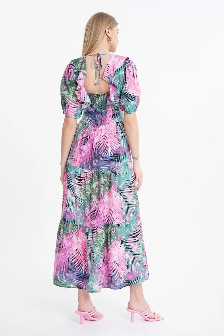 GreenPoint Rochie midi cu decolteu in V model si maneci scurte - Pled.ro