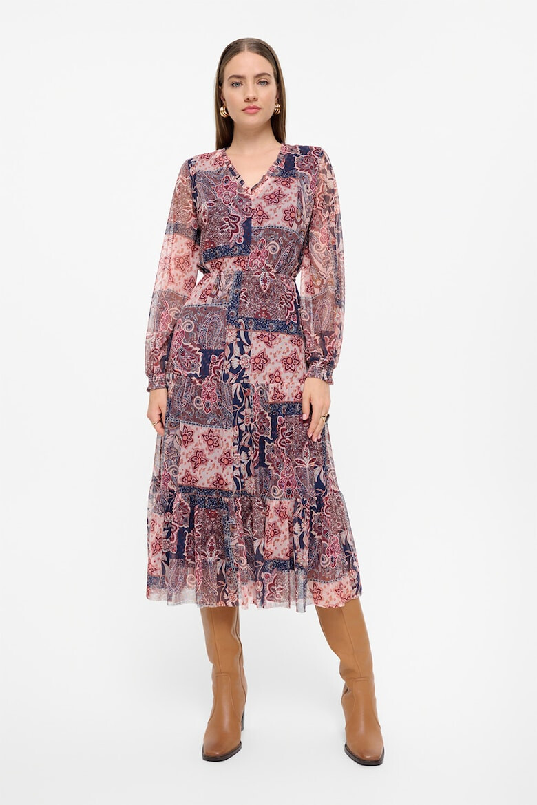 GreenPoint Rochie midi cu decolteu in V si model - Pled.ro