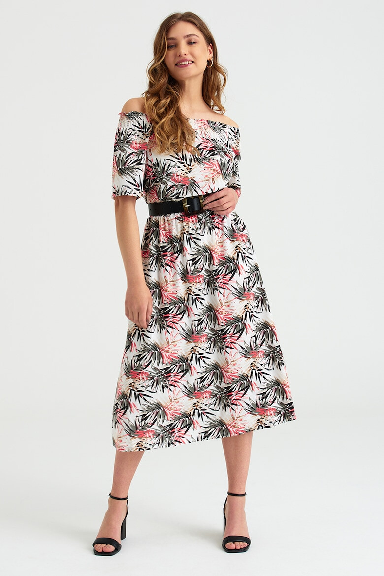 GreenPoint Rochie midi cu decolteu pe umeri - Pled.ro