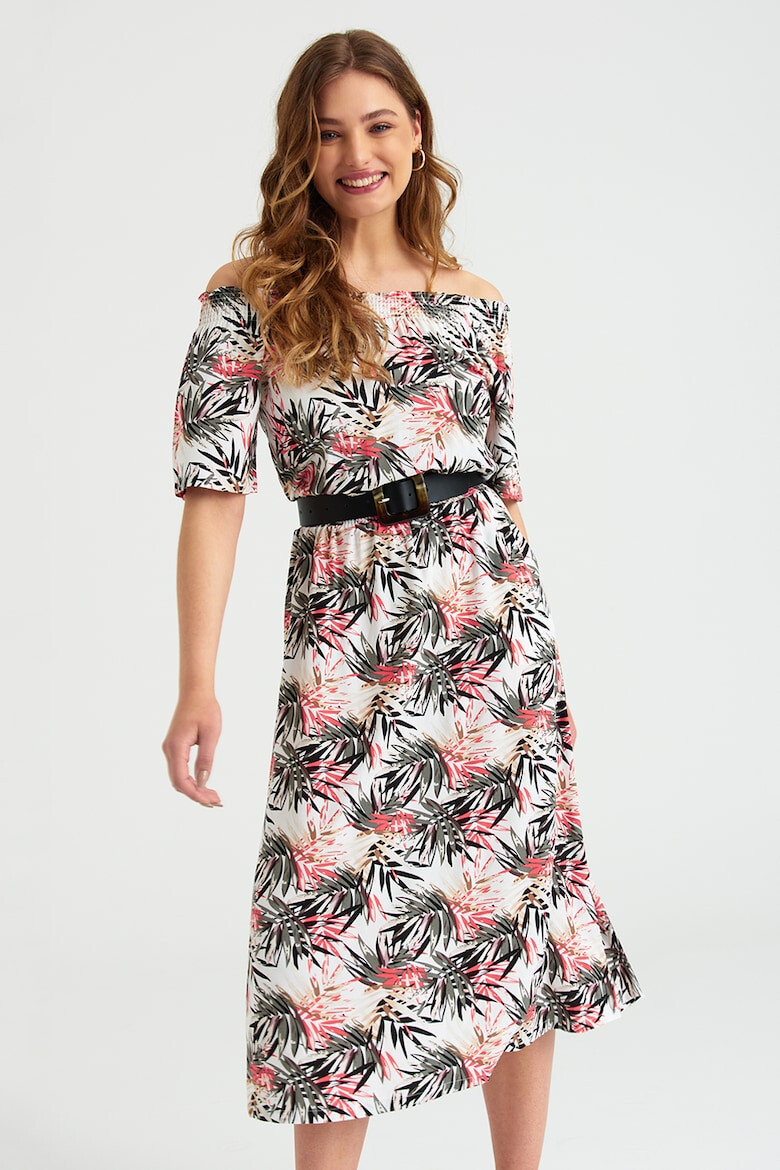 GreenPoint Rochie midi cu decolteu pe umeri - Pled.ro