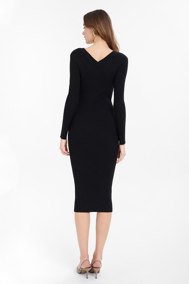 GreenPoint Rochie midi evazata cu decolteu in V - Pled.ro