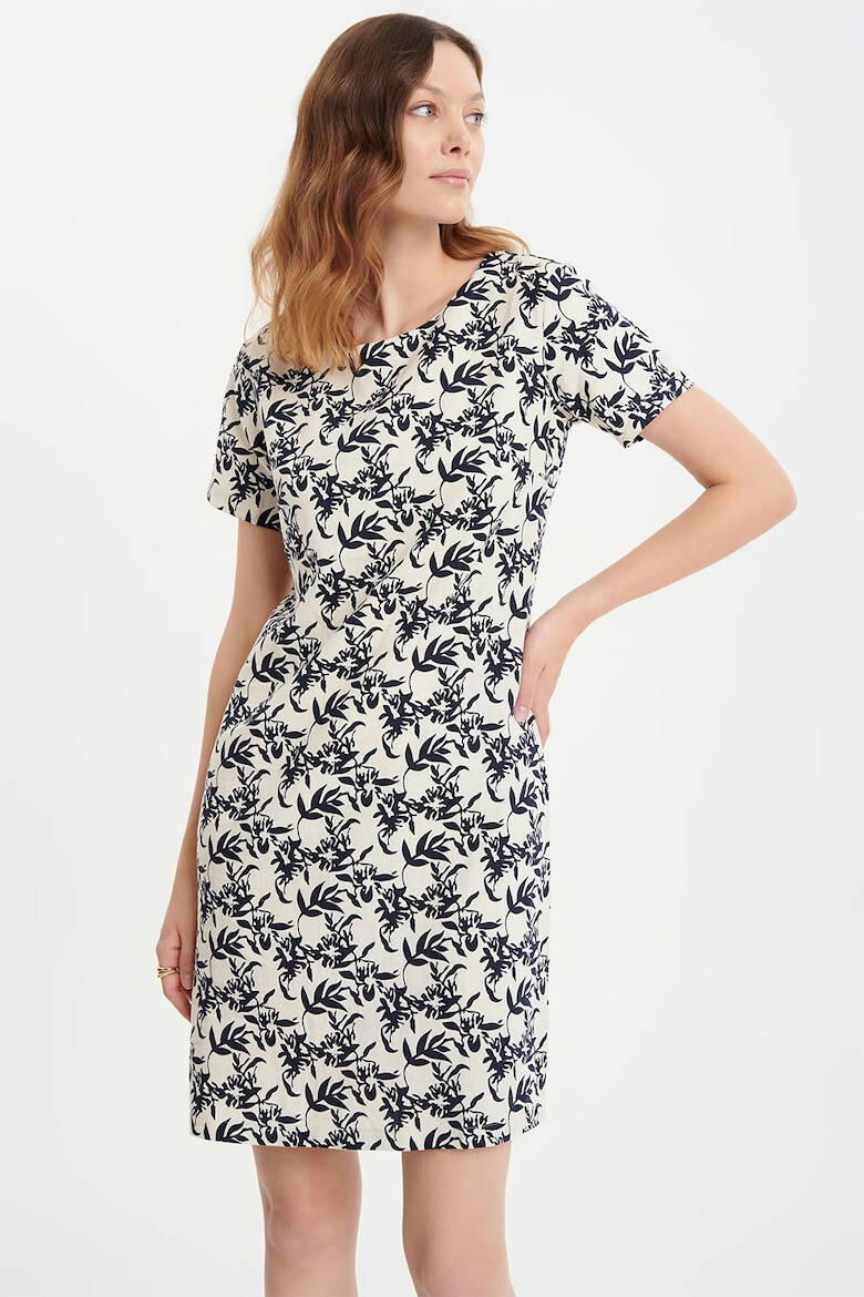 GreenPoint Rochie mini din amestec de in cu model floral - Pled.ro