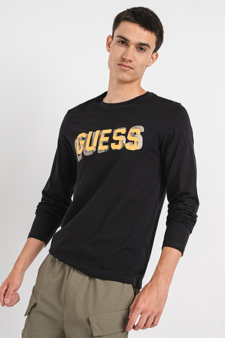 GUESS Bluza cu decolteu la baza gatului si imprimeu logo - Pled.ro