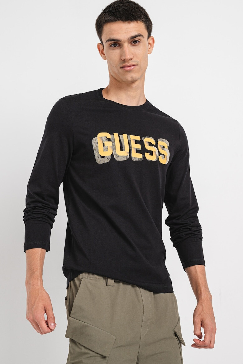 GUESS Bluza cu decolteu la baza gatului si imprimeu logo - Pled.ro