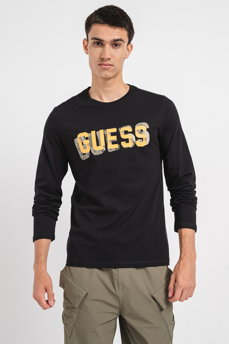 GUESS Bluza cu decolteu la baza gatului si imprimeu logo - Pled.ro