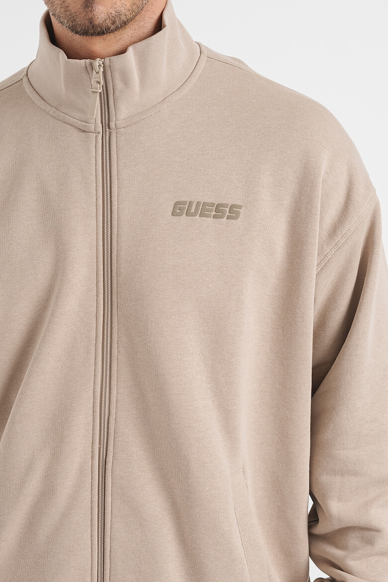 GUESS Bluza cu fermoar si maneci cazute pentru antrenament - Pled.ro