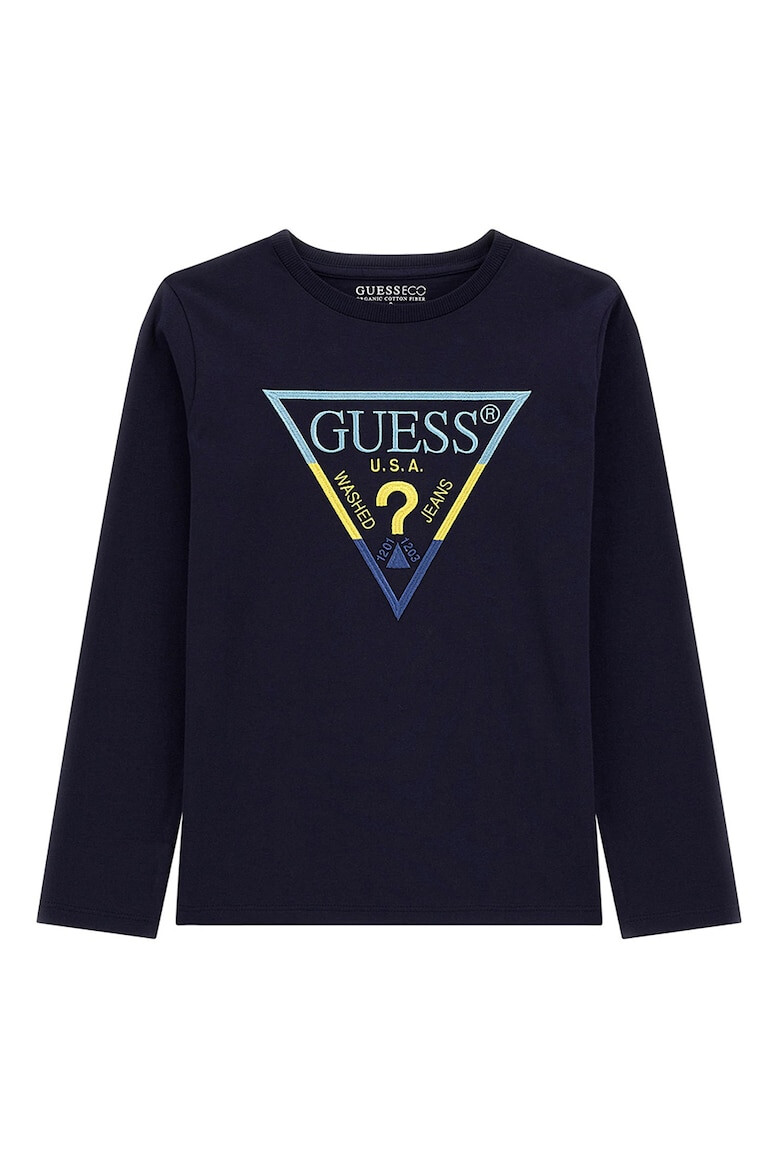 GUESS KIDS GUESS Bluza cu logo brodat si decolteu la baza gatului - Pled.ro