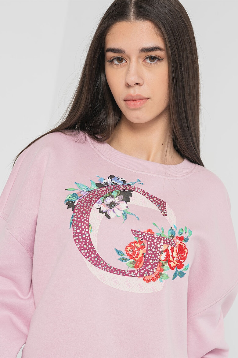 GUESS Bluza de trening cu logo si broderie florala - Pled.ro