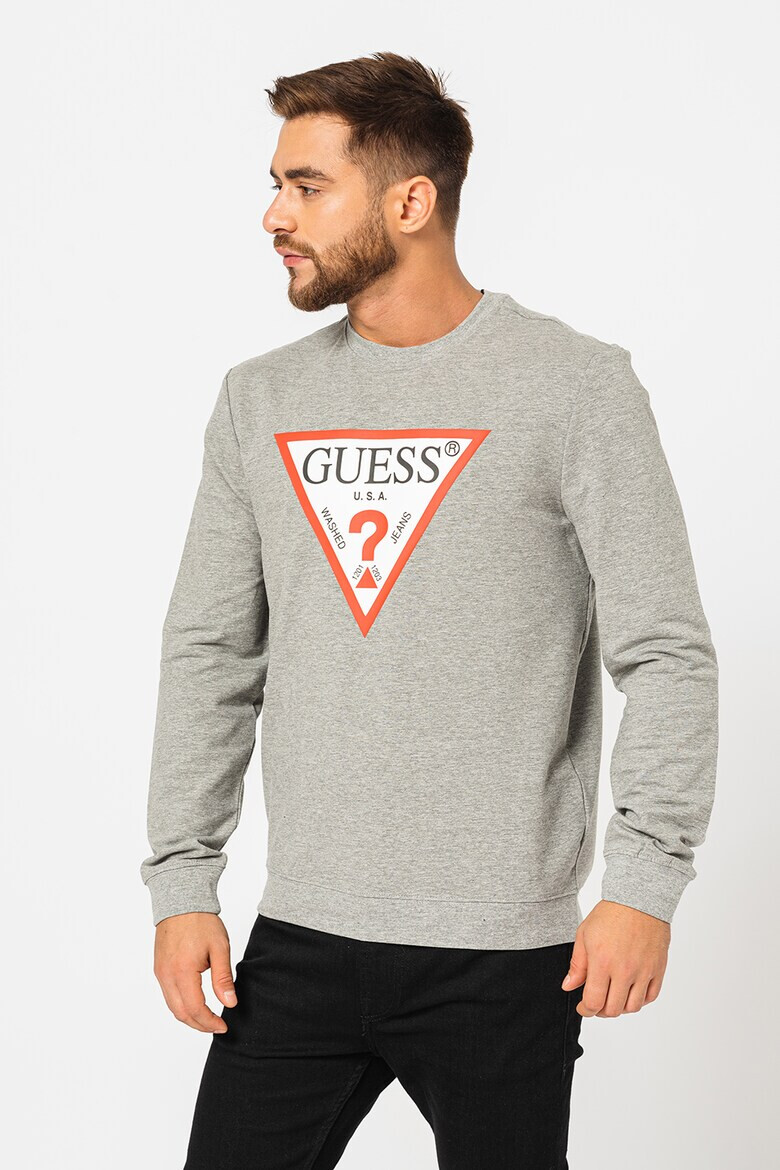 GUESS Bluza sport cu imprimeu logo si decolteu la baza gatului - Pled.ro