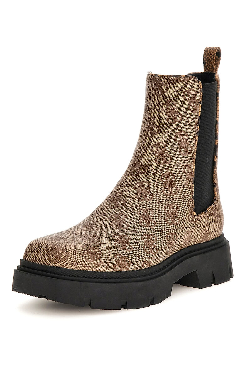 GUESS Botine Chelsea de piele ecologica cu model monograma - Pled.ro