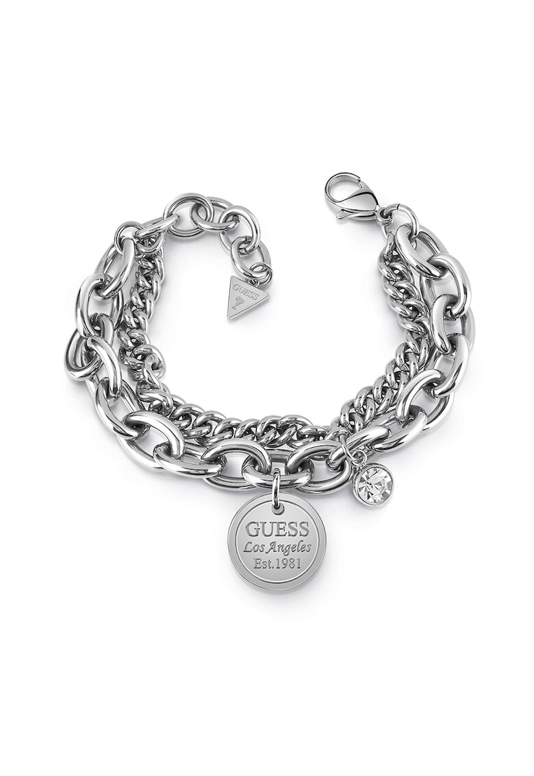 Guess Bratara cu doua siraguri cristale Swarovski si talisman logo - Pled.ro