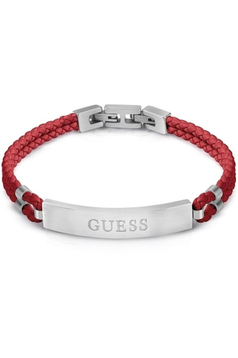 GUESS Bratara Frontiers piele JUMB01346JWSTRDT-U Argintiu Rosu - Pled.ro