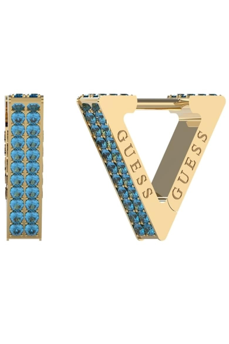 GUESS Cercei Crazy Earring triunghi si cristale albastre JUBE03306JWYGBLT-U Auriu - Pled.ro