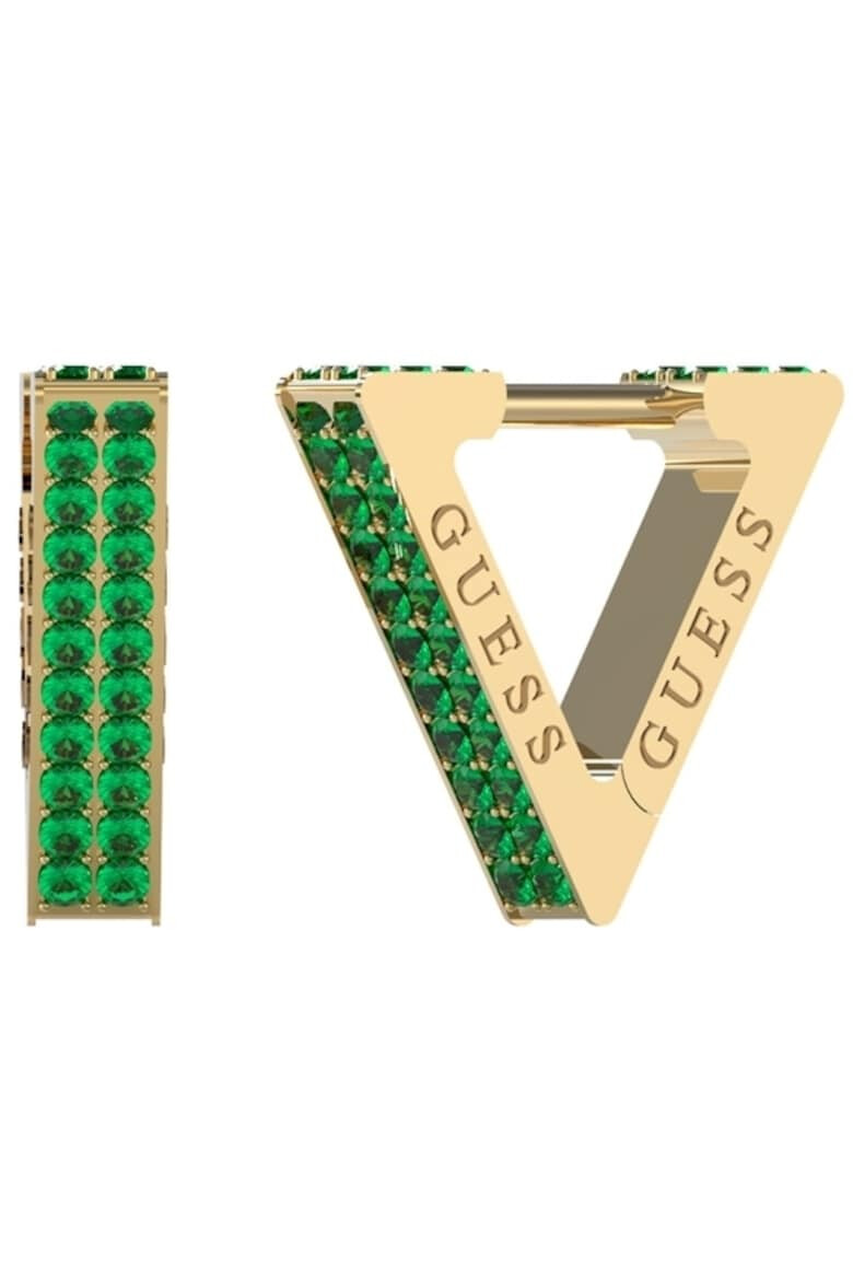 GUESS Cercei Crazy Earring triunghi si cristale verzi JUBE03306JWYGEMT-U Auriu - Pled.ro