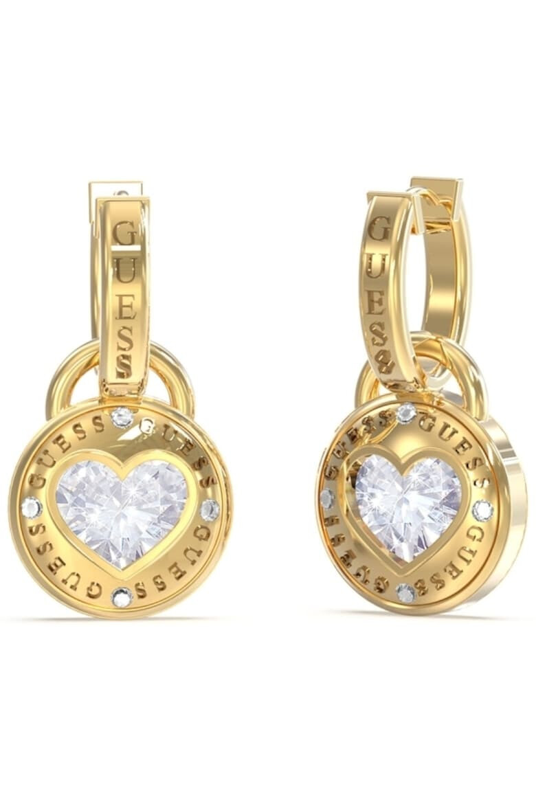 GUESS Cercei Rolling Heart rotunzi si cristale JUBE03351JWYGT-U Auriu - Pled.ro