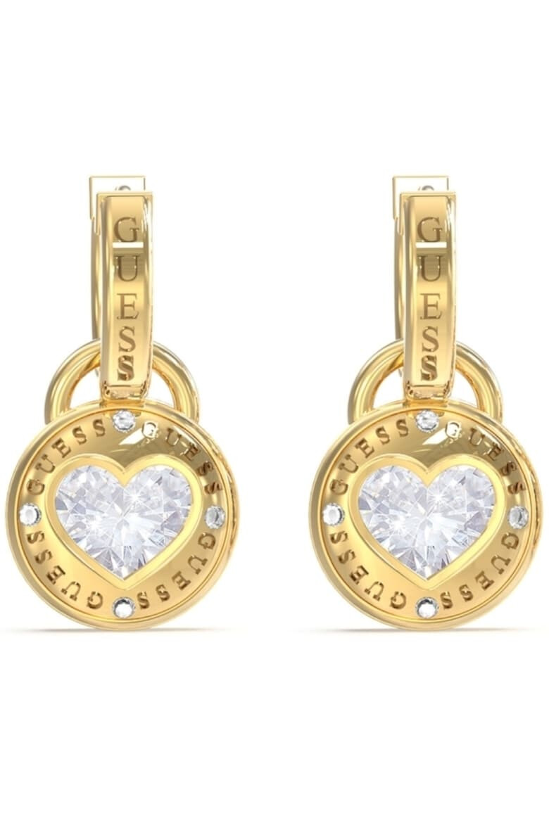 GUESS Cercei Rolling Heart rotunzi si cristale JUBE03351JWYGT-U Auriu - Pled.ro