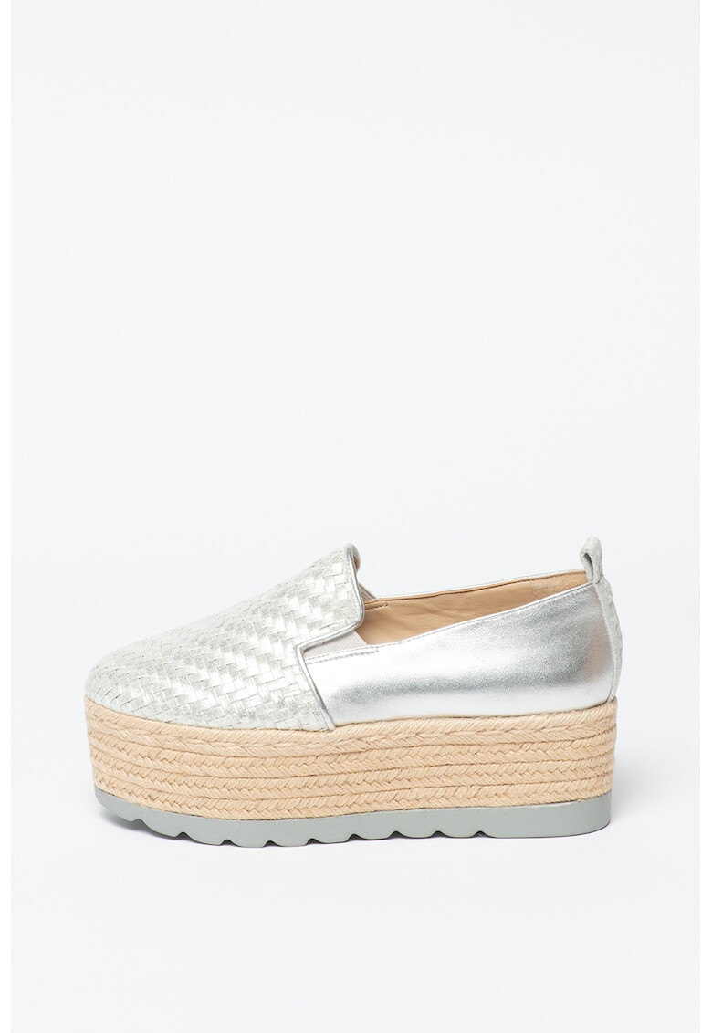 Guess Espadrile flatform de piele ecologica cu aspect metalizat - Pled.ro