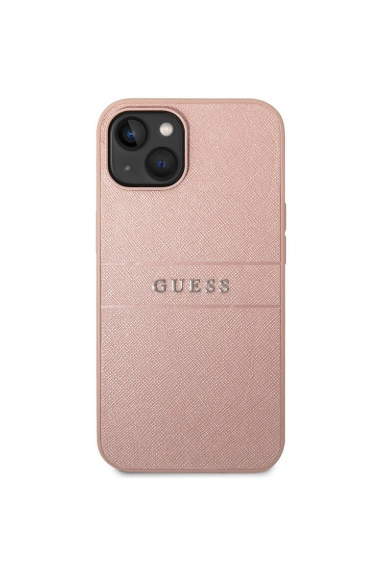 GUESS Husa de protectie din piele PU Saffiano pentru iPhone 14 Plus Roz - Pled.ro