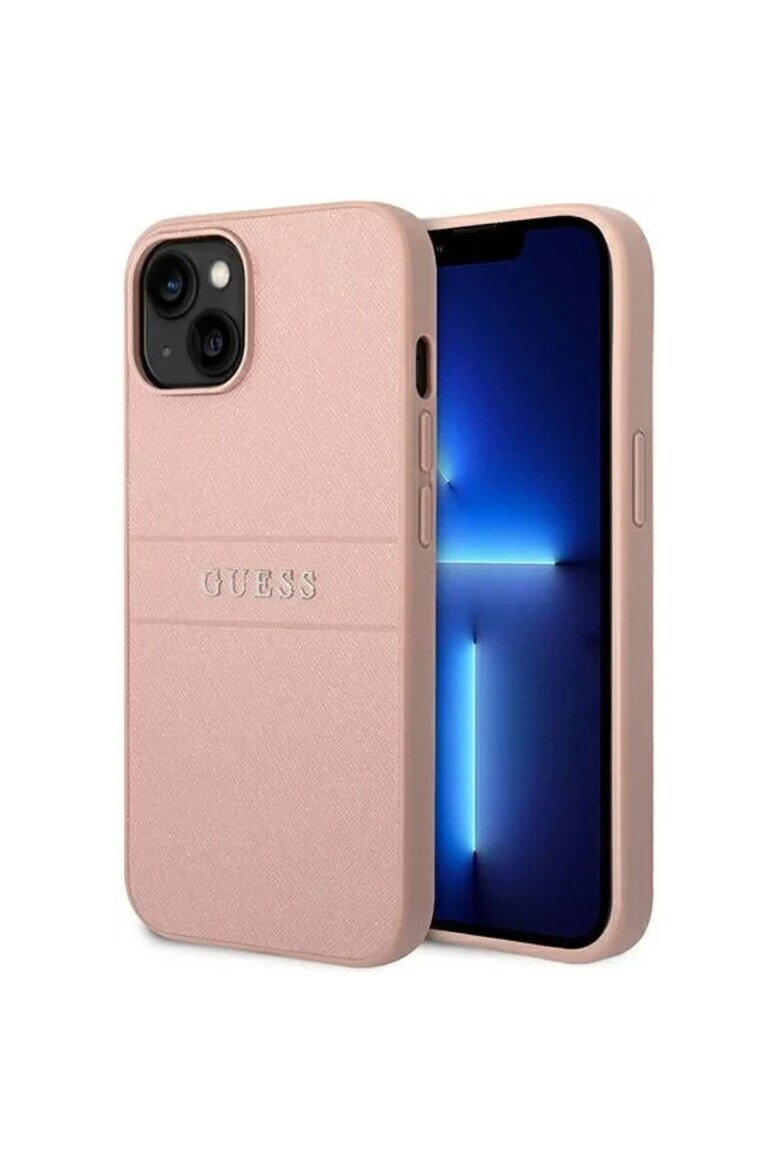 GUESS Husa de protectie din piele PU Saffiano pentru iPhone 14 Pro Roz - Pled.ro